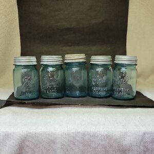 Rare Find Lot 0 1 2 3 6 Vintage Ball Mason Pint Canning Jars Zinc Lids (Set#1)